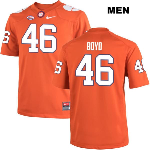 Men's Clemson Tigers #46 John Boyd Stitched Orange Authentic Nike NCAA College Football Jersey URA6846DT